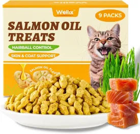 16oz/450g Cat Treats for Indoor Cats - Salmon Oil Flavor Cat Biscuits - Healthy Kitten Snacks for Cats Grass & Salmon - Joint Support & Healthy Skin
