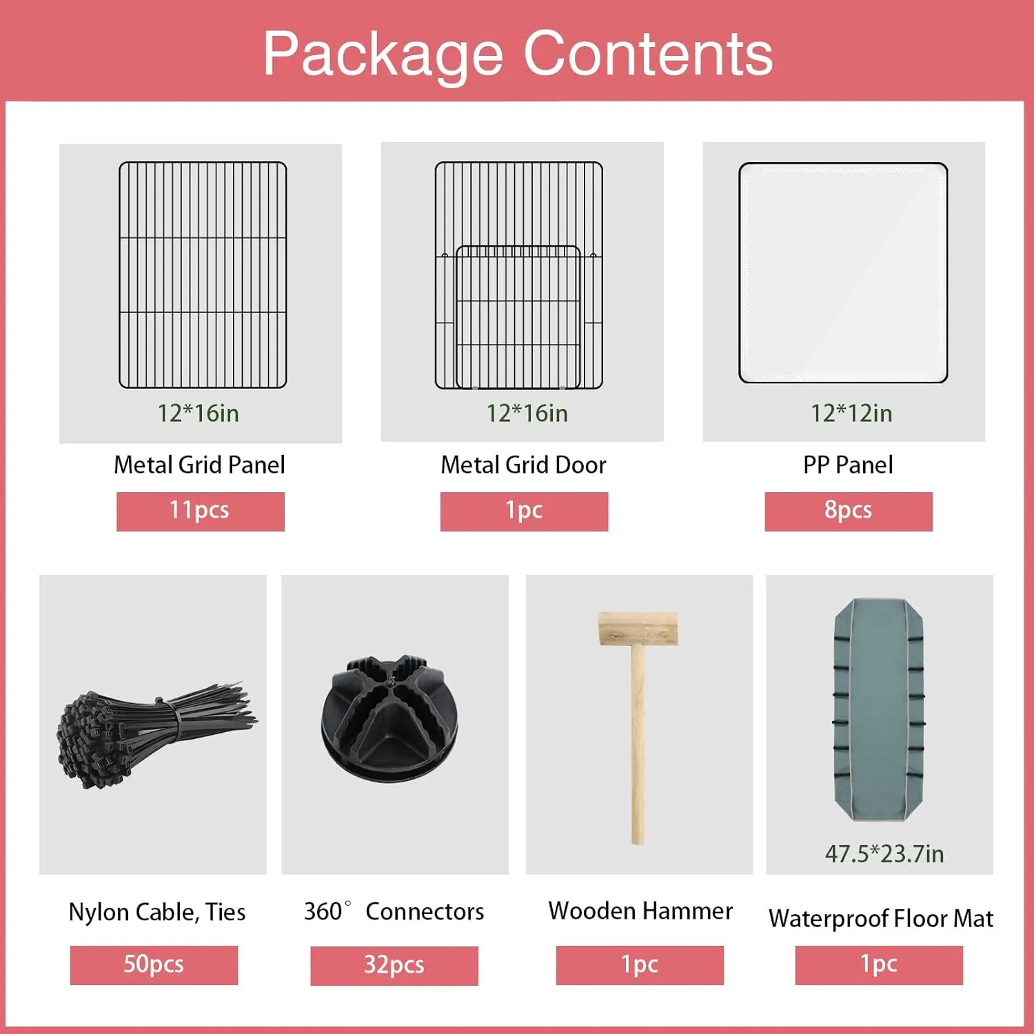 20 Panels Small Animal Playpen, Pet Playpen with Waterproof Mat, C&C Cage for Guinea Pigs, Rabbit/Bunny/Baby Chicken Cage, Bunny/Puppy/Chicken Pen, Indoor Outdoor Portable Metal Wire Yard Fence