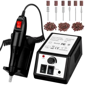 20000RPM Professional Electric Nail File Kit, 156pcs Sanding Bands and Nail Drill Bits for Acrylic, Gel Nail Manicure Gel Nail Polish Remover (Black)