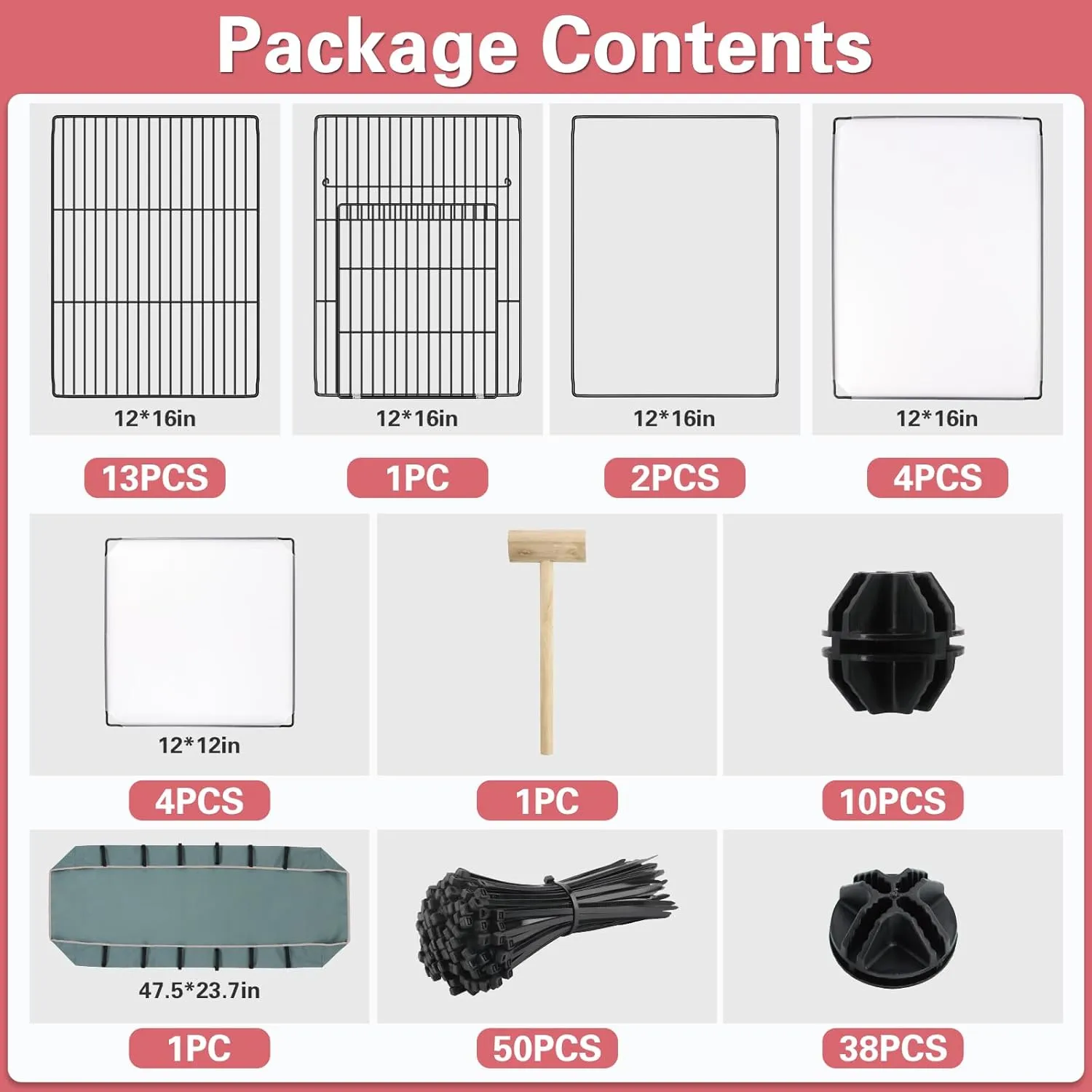 24 Panels Small Animal Playpen,Pet Playpen,C&C Cage for Guinea Pigs,Puppy Play Pen,Baby Chicken Cage,Indoor Outdoor Portable Metal Wire Yard Fence with Waterproof Mat