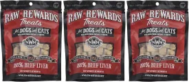 (3 Pack) Northwest Naturals Raw Rewards Freeze Dried Liver Treats, Beef, 3 Ounces Each