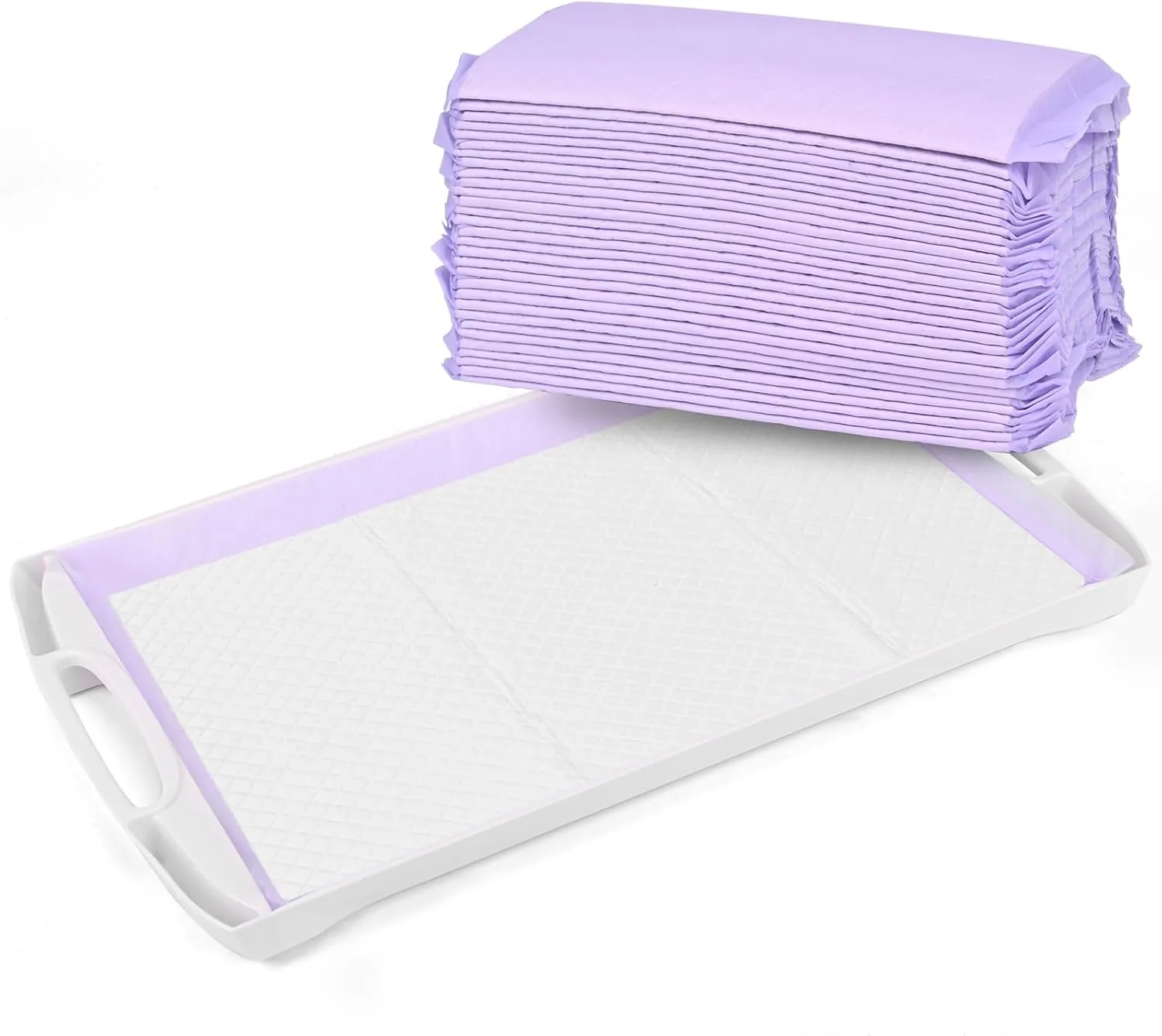 30 Count Cat Litter Pads 16.9 x 11.4 Inch Cat Pad Refills for Litter Box Super Absorbent Leak-Proof, Pee Pads for Cats Litter Box Fresh Lavender Scented (Purple)