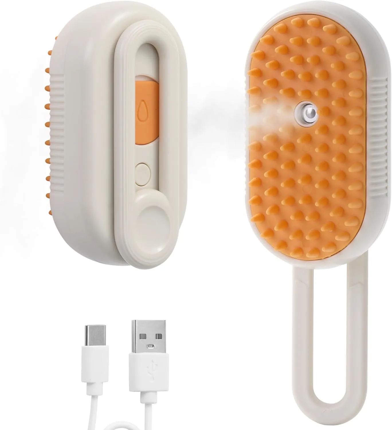 4 in 1 Cat Steam Brush, Rechargeable Steam Brush for Cats and Dogs, Anti-Static Cat Spray Brushes, Massage, Cleaning, Shedding & Combing All In One! Beige