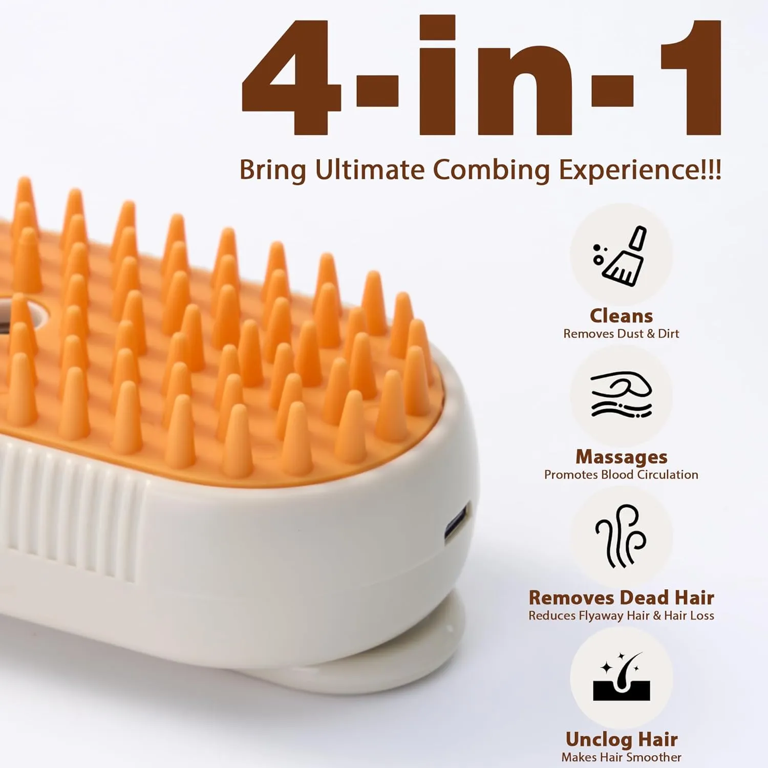 4 in 1 Cat Steam Brush, Rechargeable Steam Brush for Cats and Dogs, Anti-Static Cat Spray Brushes, Massage, Cleaning, Shedding & Combing All In One! Beige