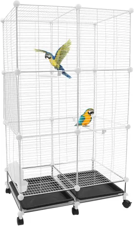 49-inch Large Bird Cage with Wheels for Parrots and Small Birds  3-Tier Metal Parakeet Cage with Stand, Lockable Door, Removable Tray  Indoor Outdoor Rolling Birdcage for Home or Garden