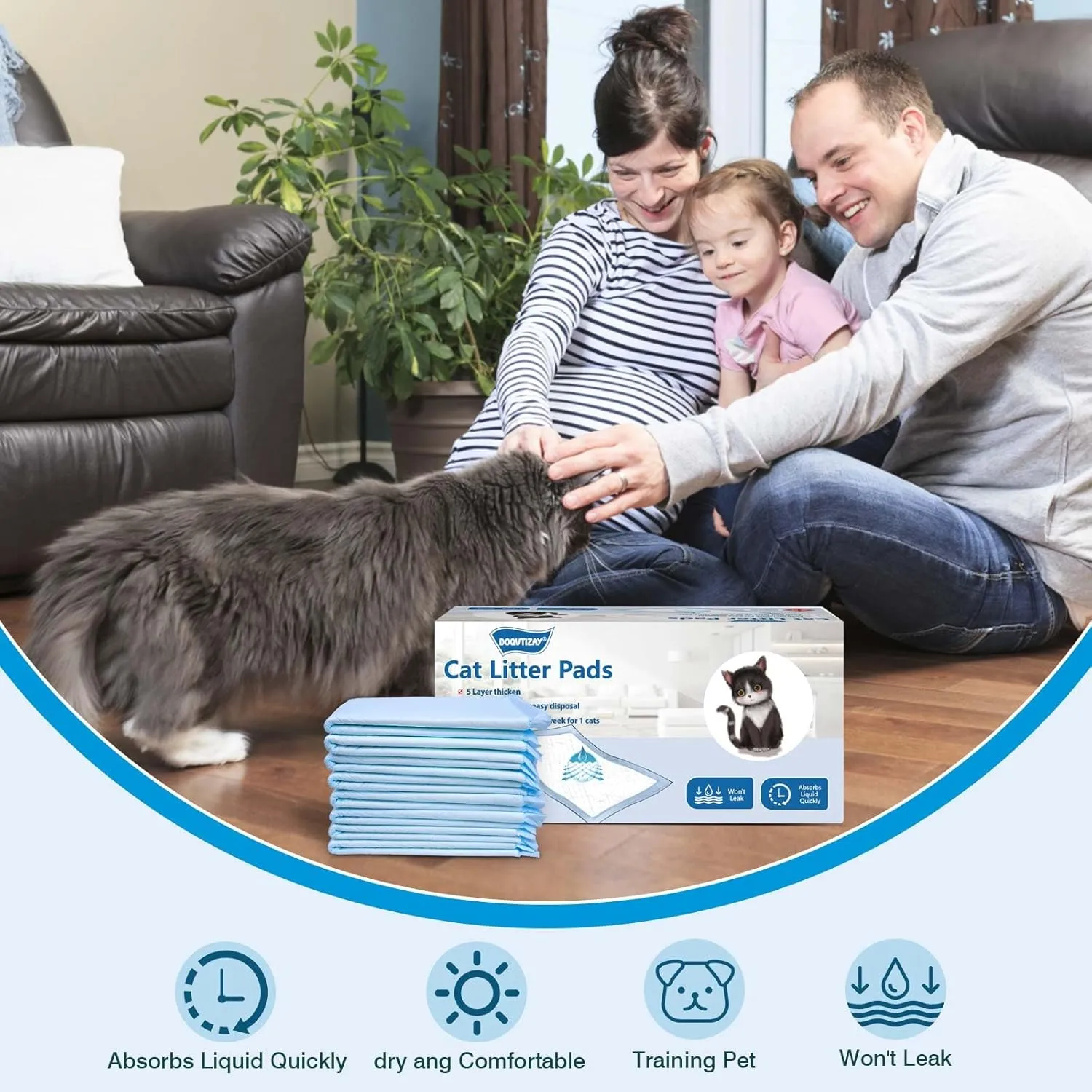 50 Count Cat Pad Refills Super Absorbent Pee Pads for Cats Enhanced Odor Control with Light Scent 16.9" x 11.4" Compatible with Tidy Cats Breeze Litter System
