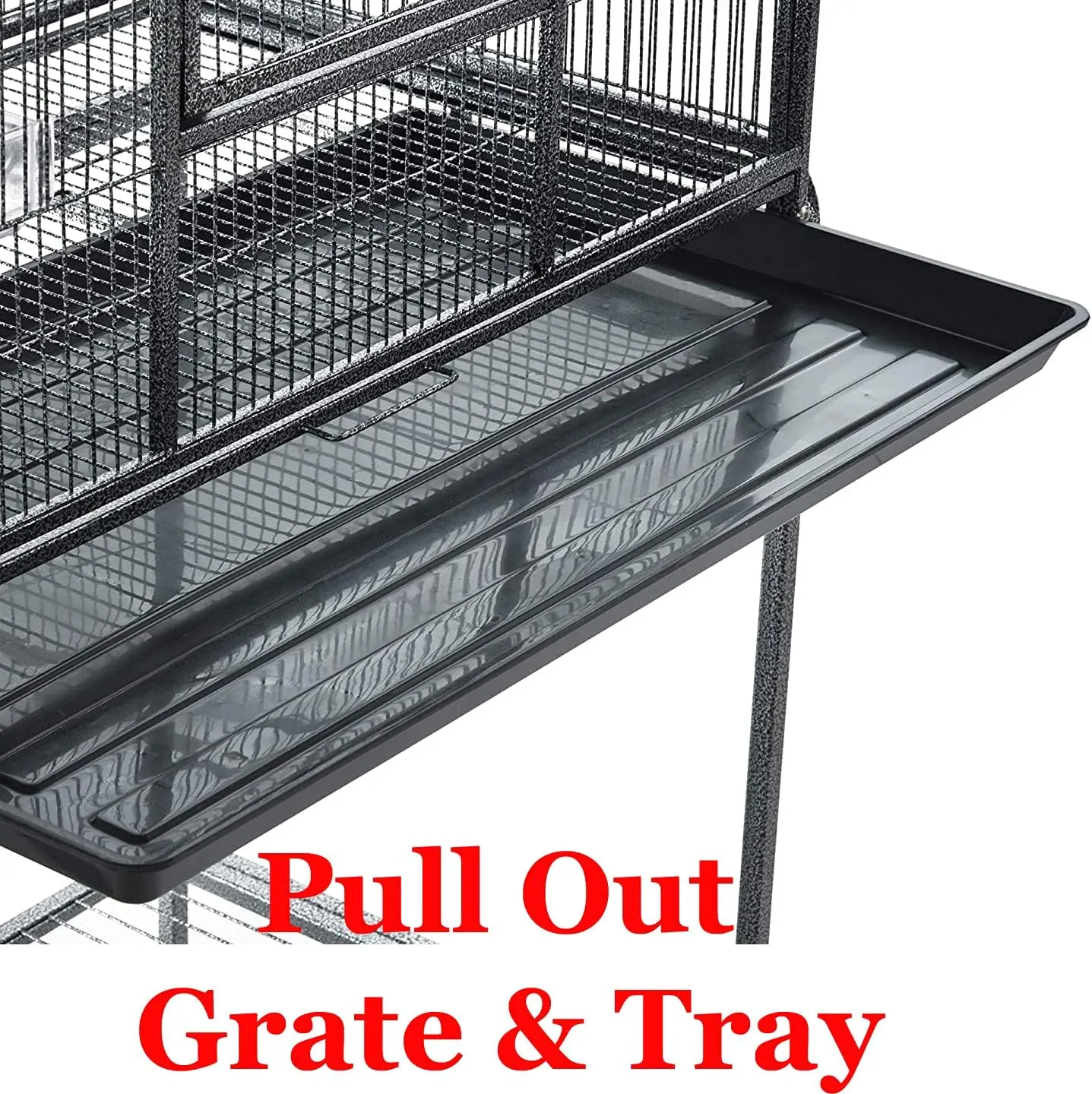 54" LARGE Wrought Iron 4-Level Chew-Proof Tight 1/2-inch Wire Spacing Ferret Squirrel Chinchilla Sugar Glider Rat Mice Rabbit Hamster Critter Home Cage Easy Clean Pull Out Tray Removable Rolling Stand