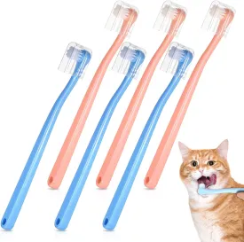 6Pcs Cat Toothbrush Small Dog Toothbrush Pet Tooth Brush Mini Head Soft Pet Puppy Tooth Brush Deep Clean Kit, Portable Travel Friendly and Easy to Use for Puppy, Kitten, Small Dog & Cat