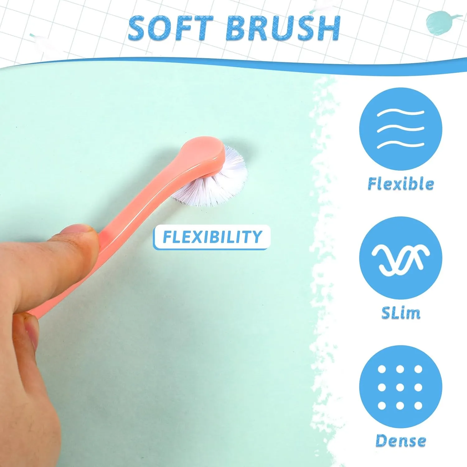 6Pcs Cat Toothbrush Small Dog Toothbrush Pet Tooth Brush Mini Head Soft Pet Puppy Tooth Brush Deep Clean Kit, Portable Travel Friendly and Easy to Use for Puppy, Kitten, Small Dog & Cat