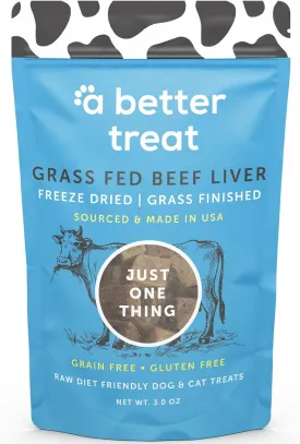 A Better Treat  Freeze Dried 100% Grass Fed & Finished Beef Dog Treats, Beef Liver, Single Ingredient | Natural, Healthy, High Value | Grain Free, High Protein, Diabetic Friendly | Made in The USA