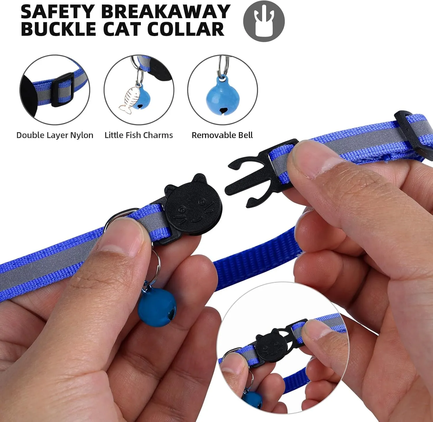Airtag Cat Collar, Air tag Cat Collar with Bell and Safety Buckle in 3/8" Width, Reflective Collar with Waterproof Airtag Holder Compatible with Apple Airtag for Cat Dog Kitten Puppy (RoyalBlue)