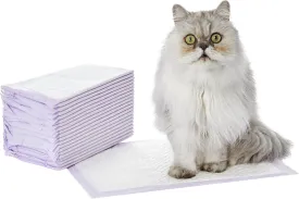 Amazon Basics Cat Litters Pee Pads, 20 Count, Universal Fit for Litter Box, Odor Control, Unscented, Purple and White