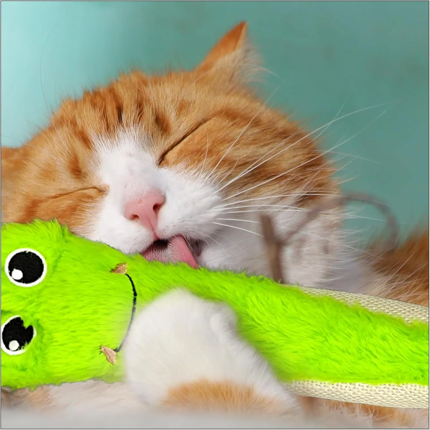 Andiker Catnip Toys for Indoor Cats,10.24inches Plush Toy for Cats with Crinkle Paper Inside,Fluffy cat Toy with Feather and 2 Scratcher (Green)