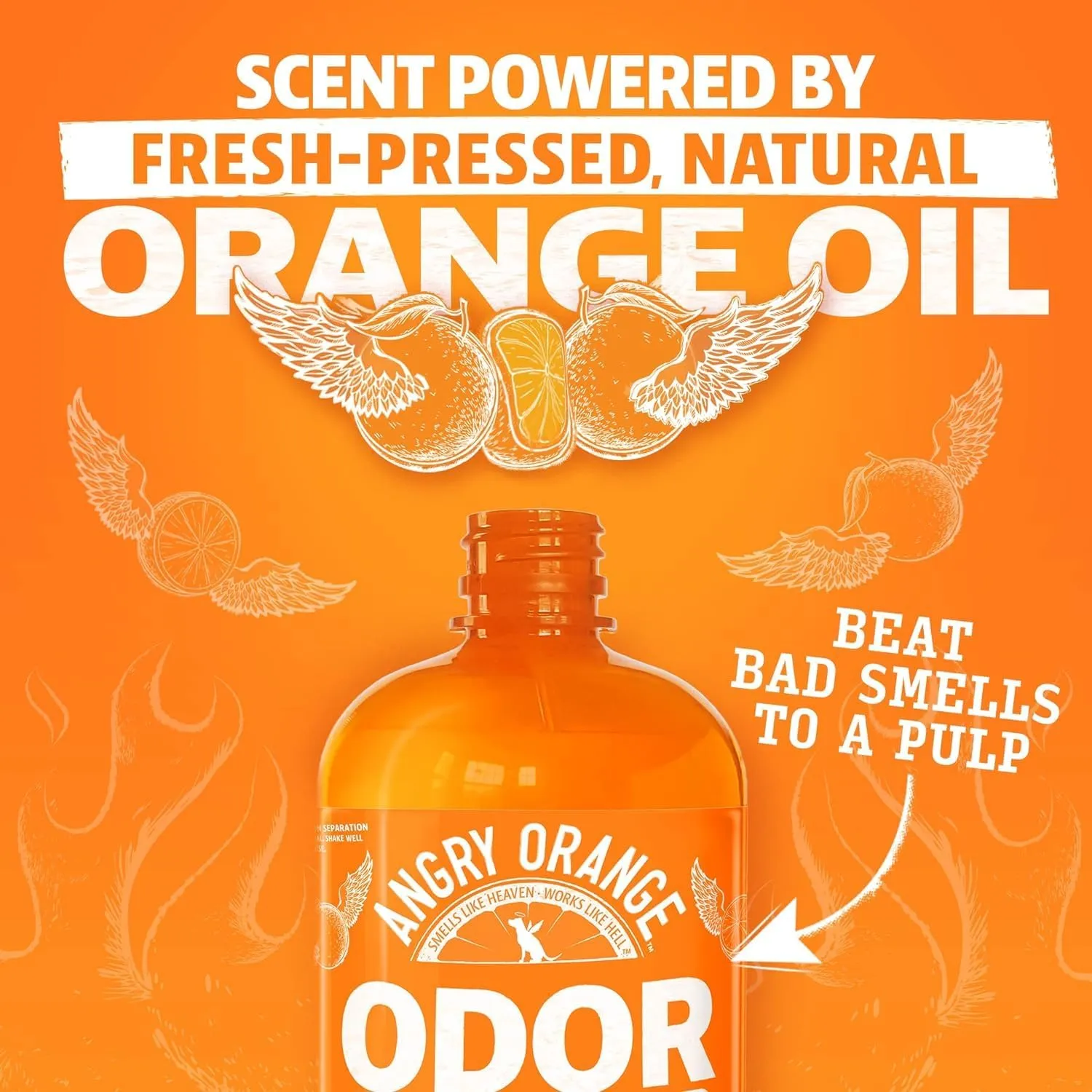 ANGRY ORANGE Pet Odor Eliminator for Dog and Cat Urine, Carpet Stains, and Strong Smells  Citrus Cleaner with Natural Orange Oil  24 oz