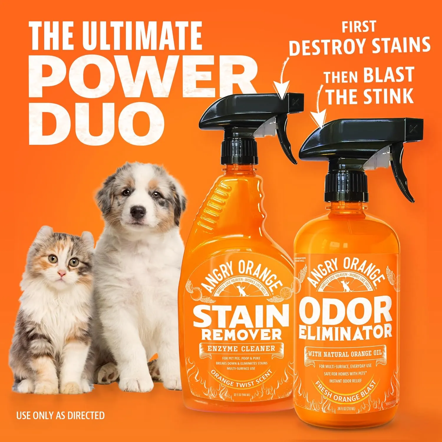 ANGRY ORANGE Pet Odor Eliminator for Dog and Cat Urine, Carpet Stains, and Strong Smells  Citrus Cleaner with Natural Orange Oil  24 oz