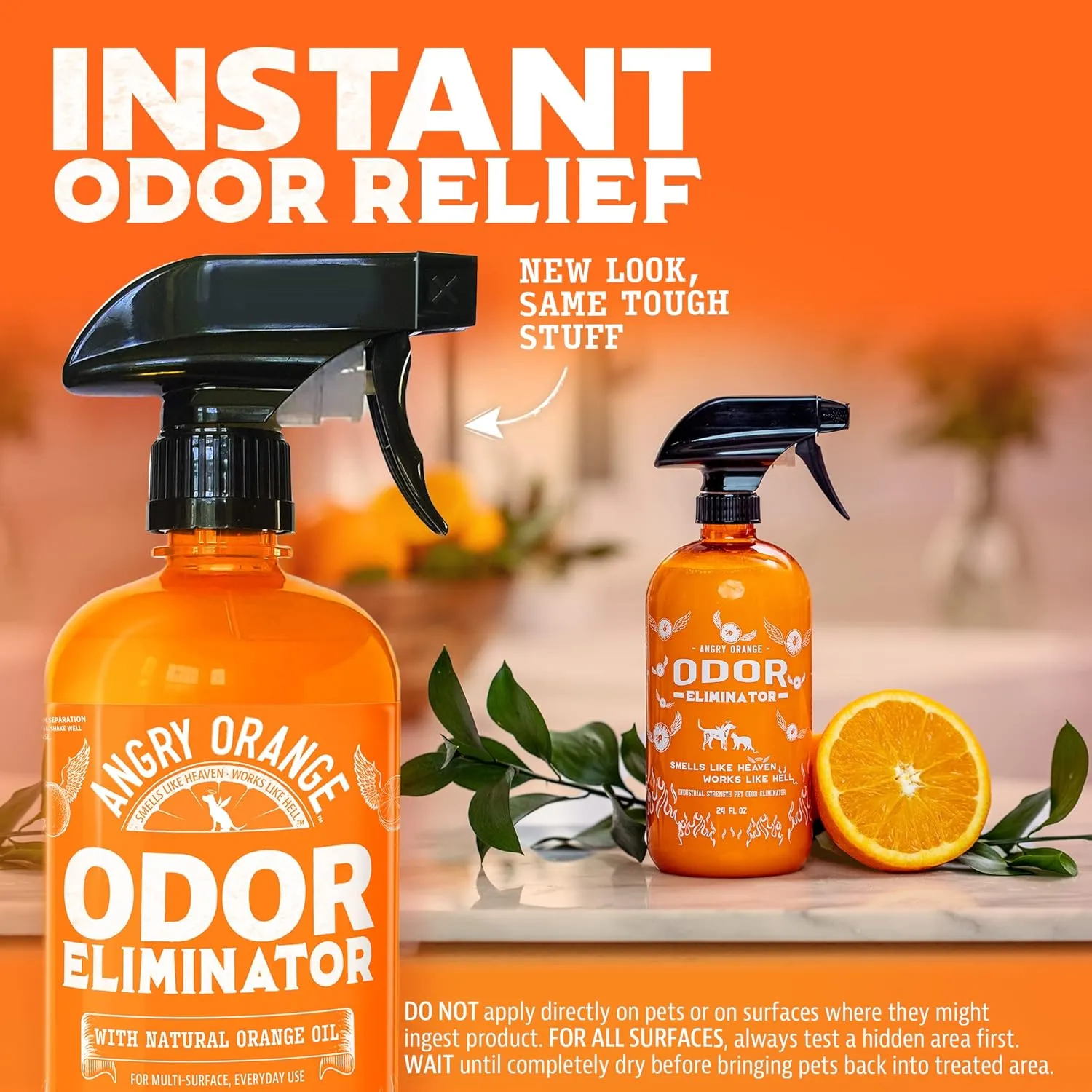 ANGRY ORANGE Pet Odor Eliminator for Dog and Cat Urine, Carpet Stains, and Strong Smells  Citrus Cleaner with Natural Orange Oil  24 oz