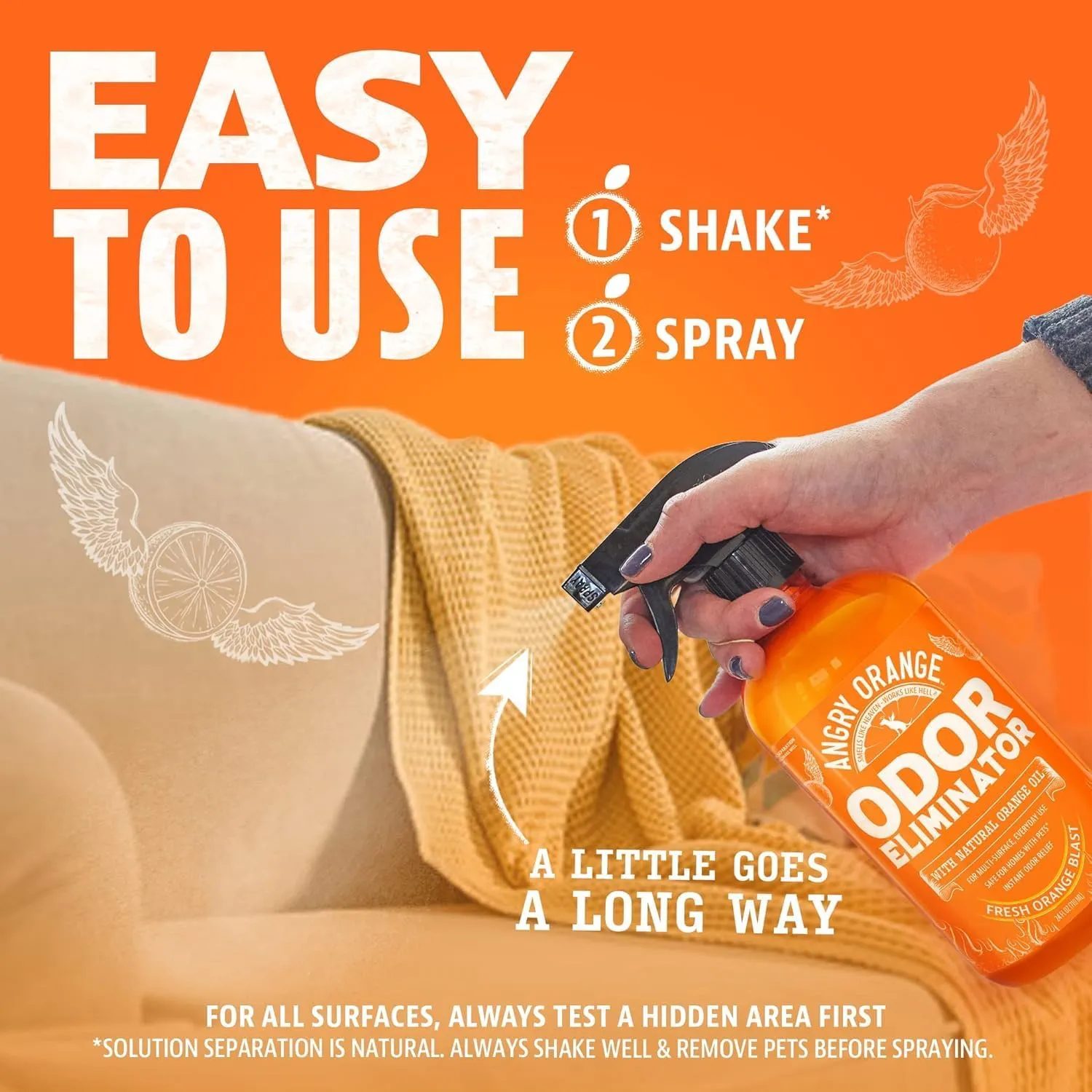 ANGRY ORANGE Pet Odor Eliminator for Dog and Cat Urine, Carpet Stains, and Strong Smells  Citrus Cleaner with Natural Orange Oil  24 oz
