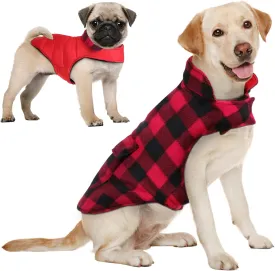 AOFITEE Dog Coat Plaid Dog Winter Coat for Large Dogs, Warm Dogs Jacket Christmas Sweater, Waterproof Pet Puffer Jacket, Reversible Pet Cold Weather Coats for Small Medium Large Pets, Red XXXL