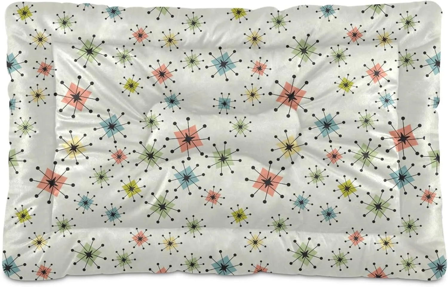 Atomic Star Dog Bed Cat Bed Soft Washable Pet Crate Mat Non Slip Comfortable Crate Pet Puppy Bed Mat for Small Medium and Laege Dogs Cat, 24 x 36 Inch