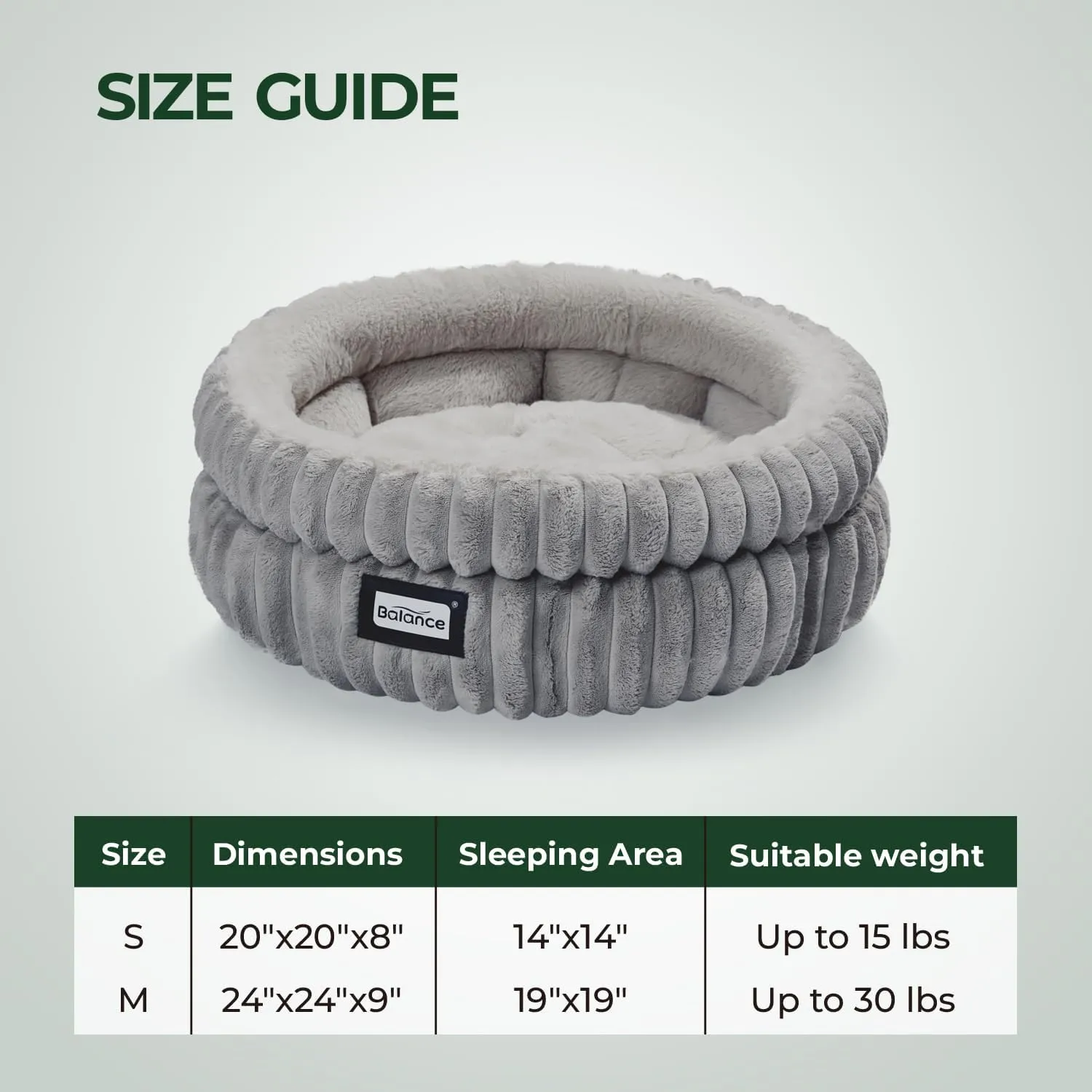 BALANCE Cat Bed Kitten Bed, Washable Round Cat Beds for Indoor Cats, Super Soft Plush Faux Fur Pet Bed for Puppy and Kitten with Anti-Slip Bottom