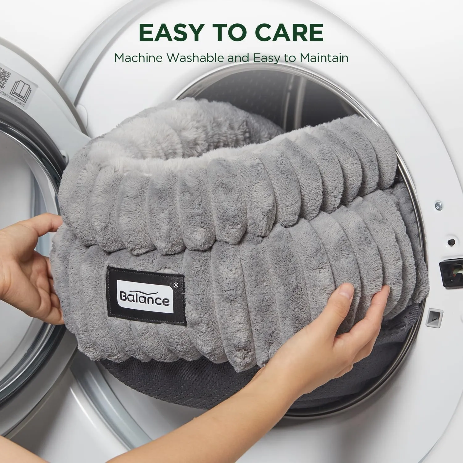 BALANCE Cat Bed Kitten Bed, Washable Round Cat Beds for Indoor Cats, Super Soft Plush Faux Fur Pet Bed for Puppy and Kitten with Anti-Slip Bottom