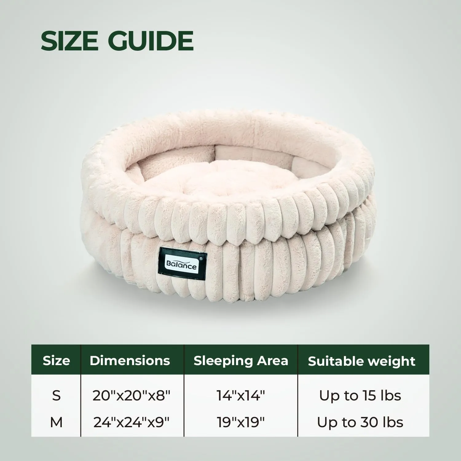BALANCE Cat Bed Kitten Bed, Washable Round Cat Beds for Indoor Cats,Super Soft Plush Faux Fur Pet Bed for Puppy and Kitten with Anti-Slip Bottom