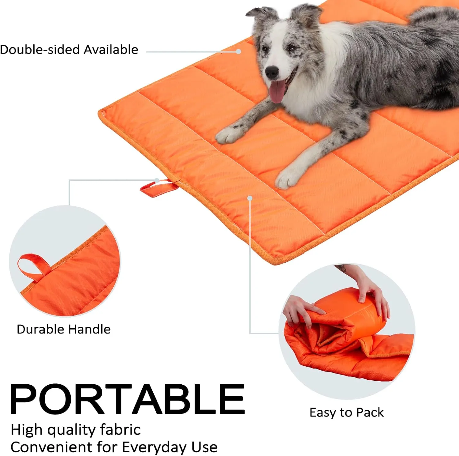 BDEUS 51x35In Extra Large Size Outdoor Dog Bed, Waterproof & Portable Camping Travel Pet Mat, Easy to Clean, Washable Odor Resistant Pet Cooling Pad (Orange)