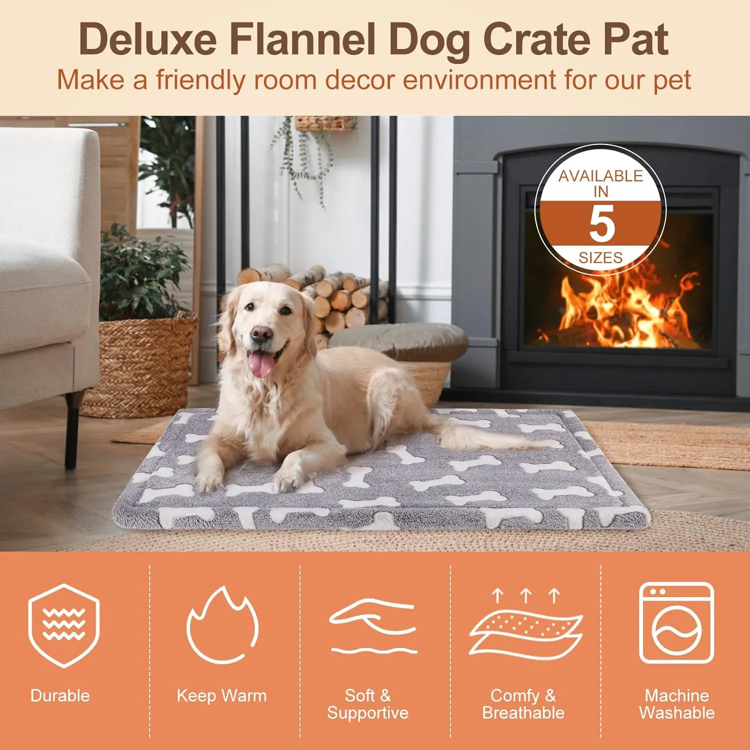 BEAUTYZOO Dog Bed Crate Pad 30 x 20 inch, Washable Dog Crate Mat for Medium Sized Dogs, Anti-Slip Pet Crate Bed Kennel Pad, Durable Cozy Puppy Sleeping Mat Rectangle Mattress, Grey