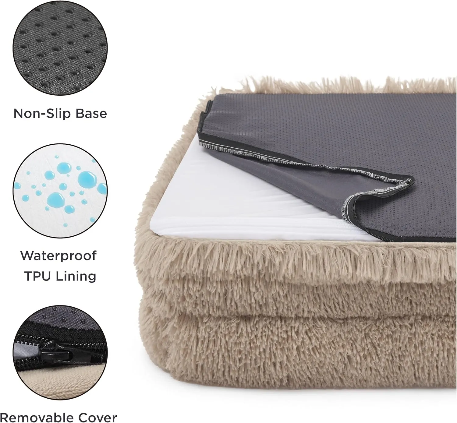 Bedsure Small Orthopedic Dog Bed - Washable Calming Dog Sofa Beds for Small Dogs, Supportive Foam Pet Couch Bed with Removable Washable Cover, Waterproof Lining and Nonskid Bottom Couch, Taupe