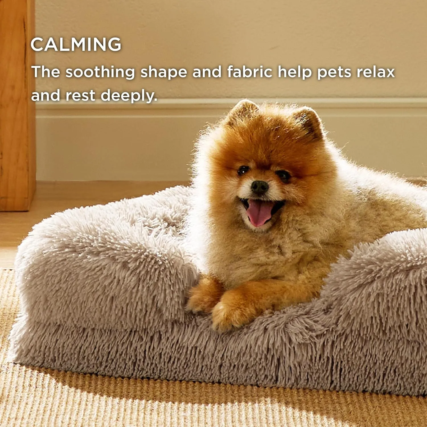 Bedsure Small Orthopedic Dog Bed - Washable Calming Dog Sofa Beds for Small Dogs, Supportive Foam Pet Couch Bed with Removable Washable Cover, Waterproof Lining and Nonskid Bottom Couch, Taupe