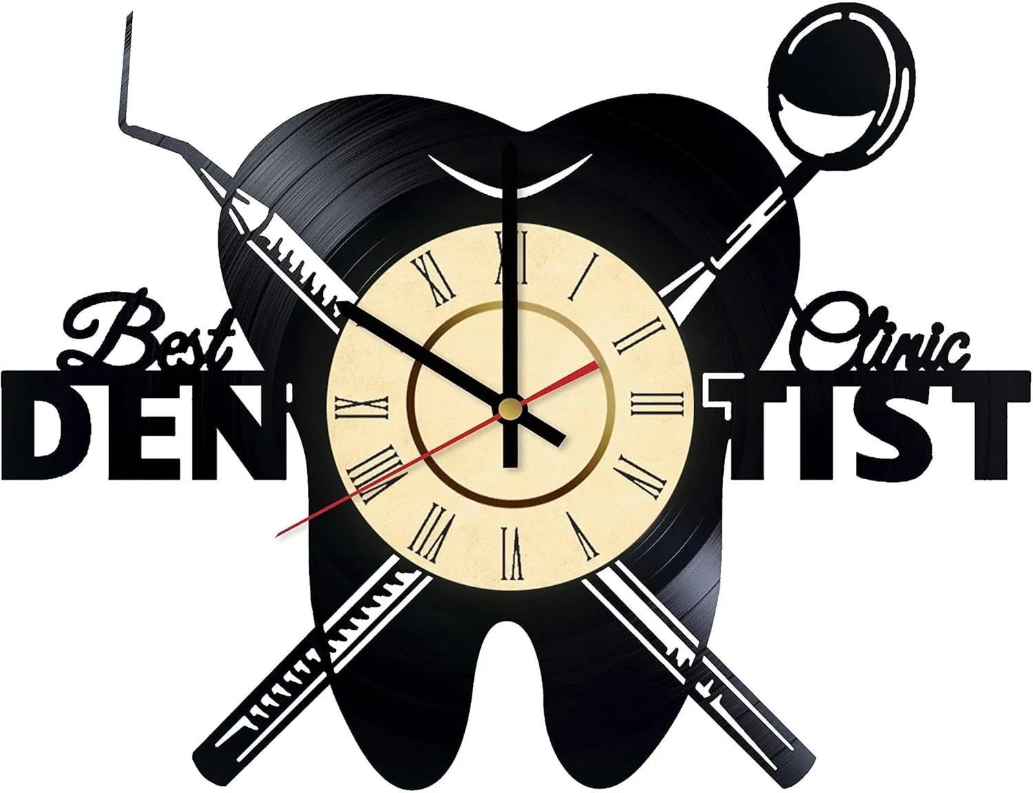 Best Stomatology Dentist Office Tools Toothpaste Vinyl Wall Clock - Great Gifts idea for Office Room Women Men Kids Dentist Assistant stomatology - Customize Your Clock