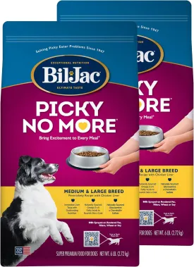 Bil-Jac Picky No More Medium & Large Breed Chicken Liver Recipe Dry Dog Food 6 Pounds (2-Pack)