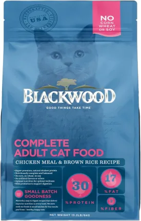 Blackwood Dry Cat Food, Adult Formula, Chicken Meal & Brown Rice Recipe, 13.2 Pound Bag, High Protein, Slow Cooked