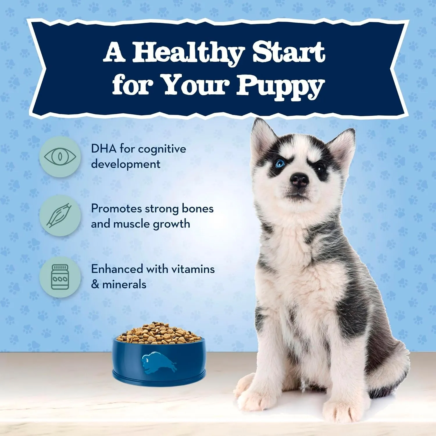 Blue Buffalo Baby Blue Natural Dry Food for Puppies, Healthy Growth Formula with DHA, High-Protein Savory Chicken Recipe, 20-lb. Bag