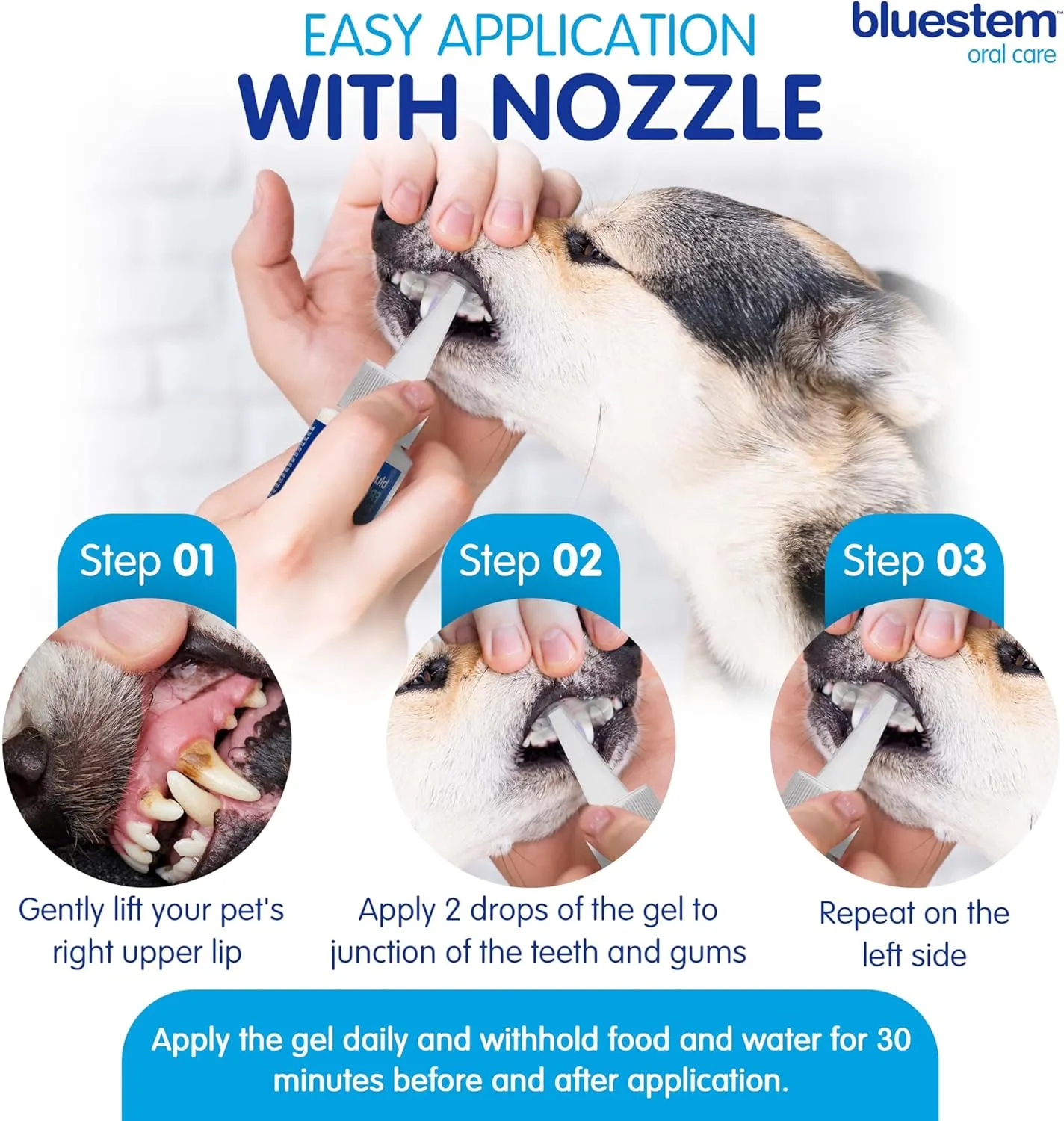 bluestemTM No Brush Dog Dental Gel - Dog Oral Gel to Freshen Breath, and Fights Plaque and Tartar - Brushless Toothpaste for Dogs