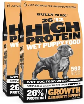 Bully Max Wet Puppy Food - Instant Fresh Dehydrated High Protein Soft Dog Food with Chicken - Healthy Growth for Small & Large Breed Puppies - 4 Dry Dog Food Pounds (Makes 11 lbs. of Wet Food)