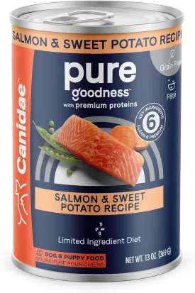 Canidae Pure Limited Ingredient Premium Adult Wet Dog Food, Salmon & Sweet Potato Recipe, 13 oz. (Case of 12), Grain Free