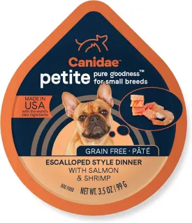 Canidae Pure Petite Premium Wet Dog Food for Small Breeds, Pate with Salmon & Shrimp, 3.5 oz, (Case of 12) Grain Free