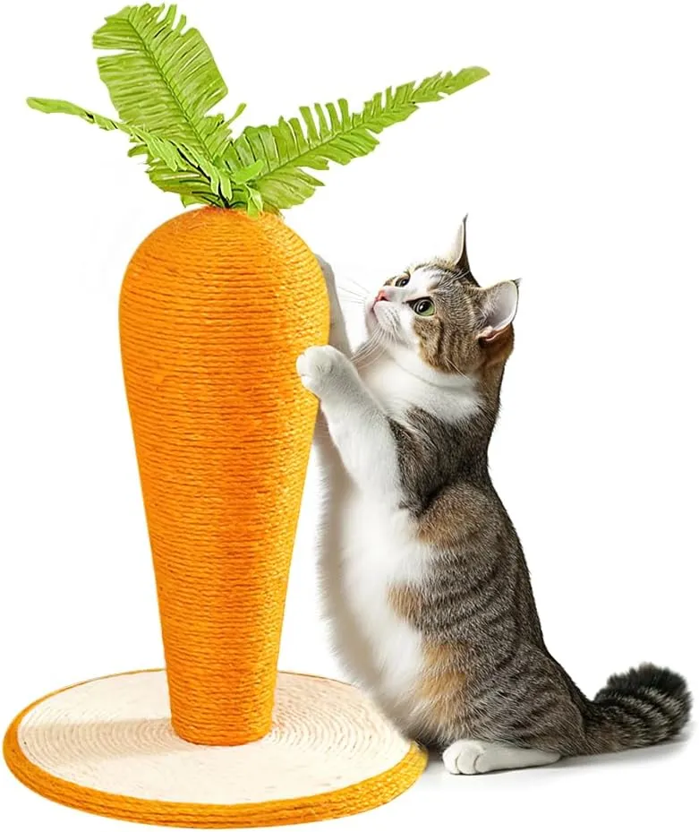 Carrot Cat Scratching Post, CuteTall Scratching Post, Indoor Nature Sisal Cat Scratcher for Cats and Kittens