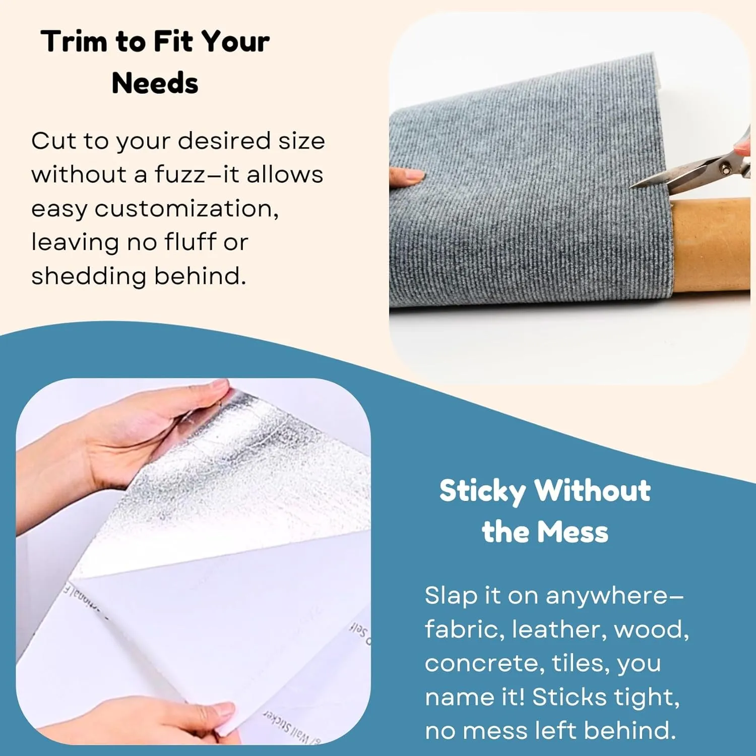 Cat Scratch Mat (3 Pack), 23.6 x 11.8 Cat Wall Stracther, Versatile Self-Adhesive Replacement Easy Use for Cat Trees Wall Furniture, Scratching Posts, and Couch Protection (Deep Grey)