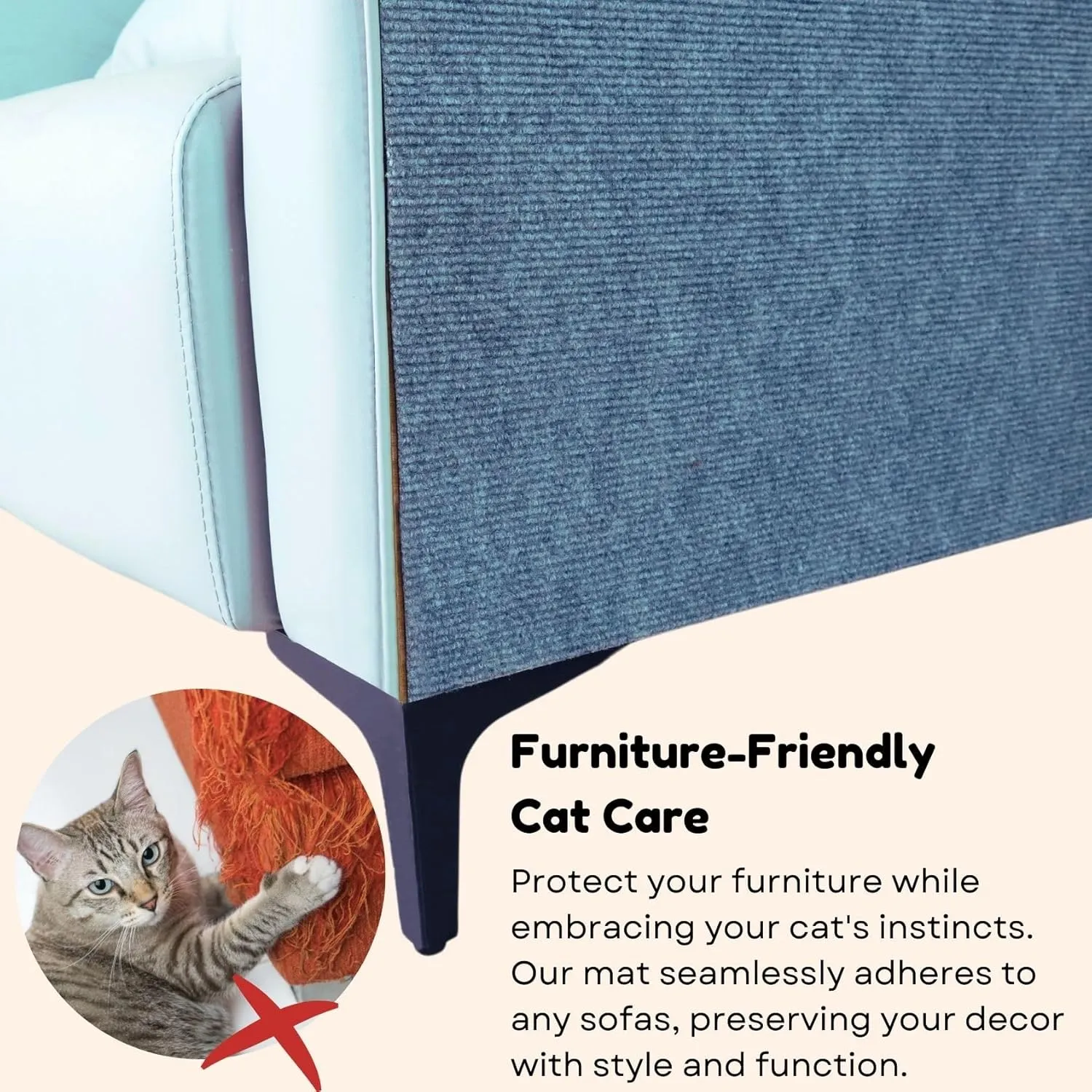 Cat Scratch Mat (3 Pack), 23.6 x 11.8 Cat Wall Stracther, Versatile Self-Adhesive Replacement Easy Use for Cat Trees Wall Furniture, Scratching Posts, and Couch Protection (Deep Grey)