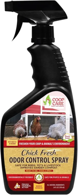 Chick Fresh - Odor Control Spray for Backyard Chickens. Eliminator of Chicken Coop & Brooders Odor & Ammonia! 24 oz Poultry Spray Bottle Poultry Supplies from