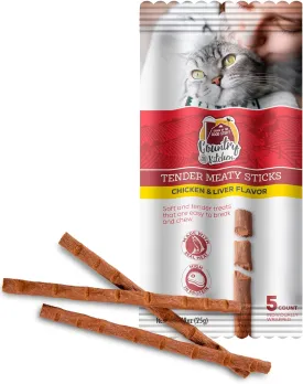 Chicken & Liver Tender Meaty Sticks Cat Treats, High in Protein, Easy to Break and Chew, 0.88 Oz, 5 Count