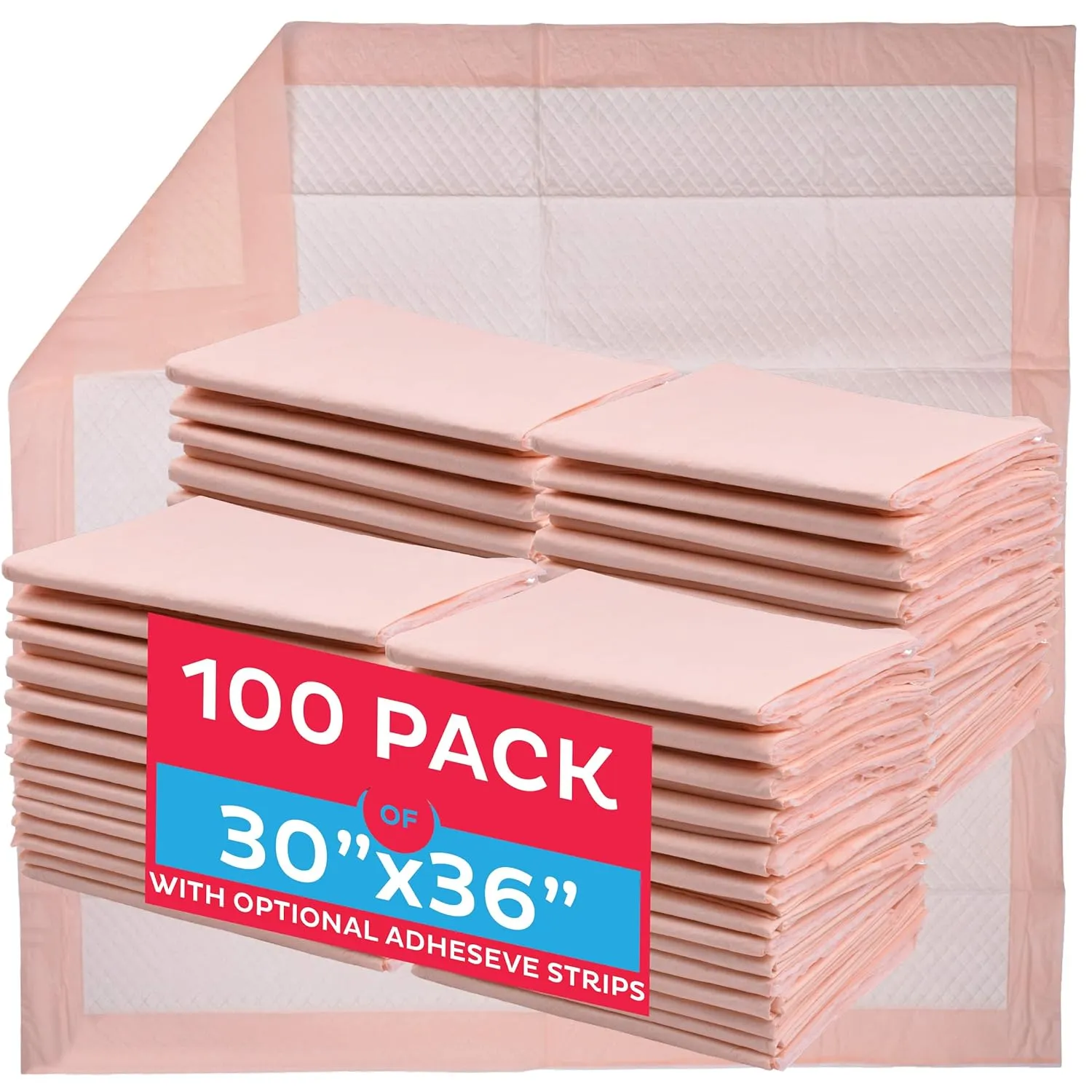 Chucks Premium Disposable Underpads 30x36 [100-Count] Ultra Absorbent Chux Incontinence Bed Pads Disposable Adult with Adhesive Tape, Pee Pads Pet Training Pads XX-Large 30x36 Bulk Pack