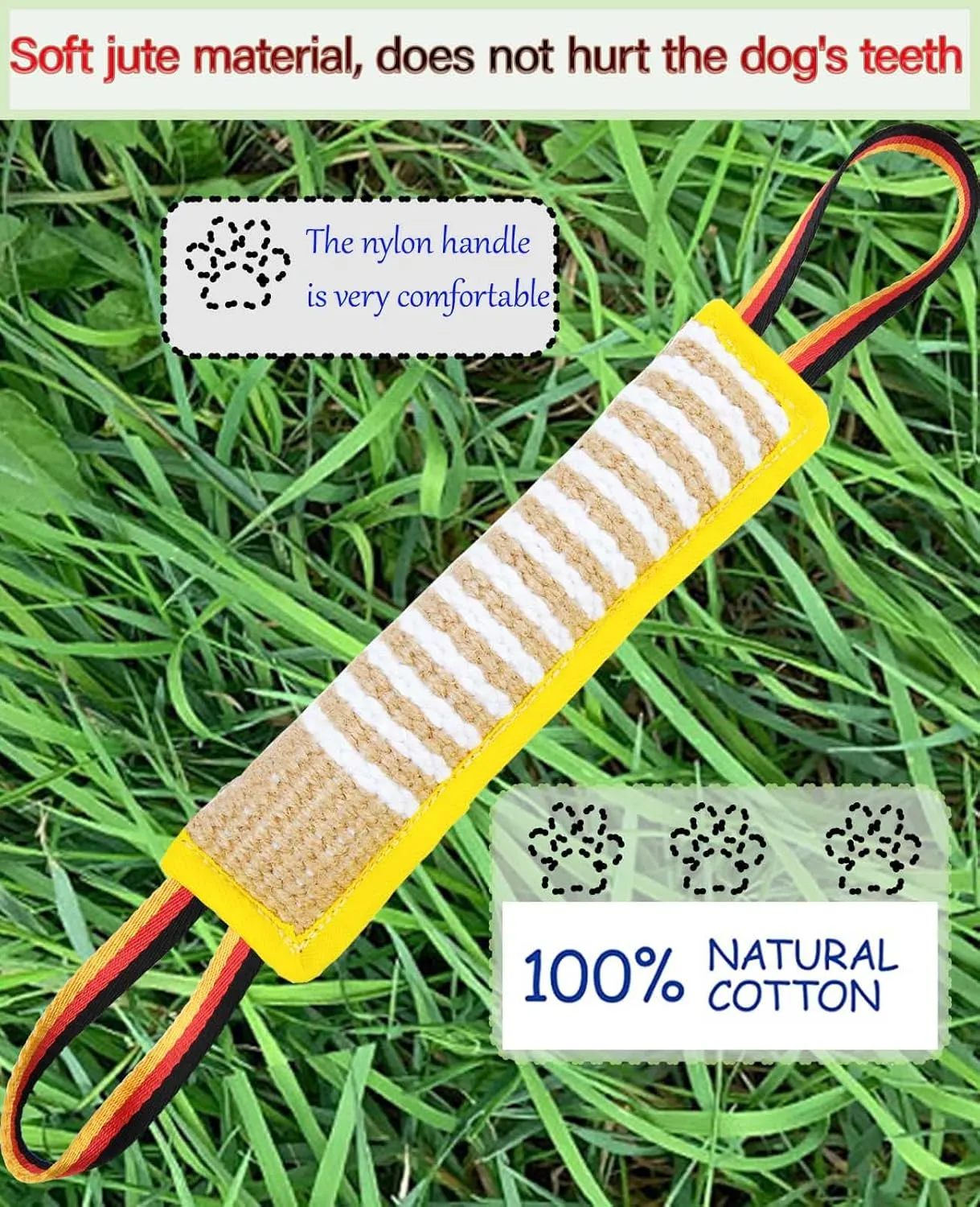 Clysoru Dog Tug Toy Dog Tough Jute Bite Pillow Lasting Training Equipment Two Flag Handles Puppy to Large Dogs Interactive Toy war Toys for Aggressive chewers