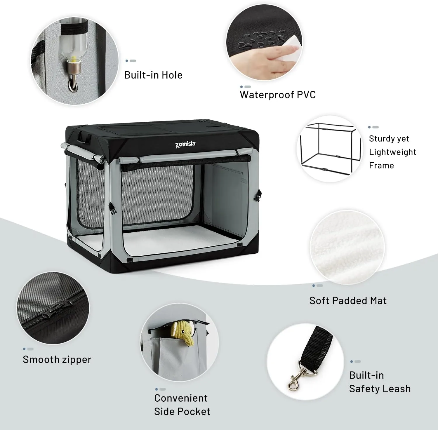 Collapsible Dog Crate for Large Dogs - Portable Dog Travel Crate 36 Inch Soft Sided with Mesh Windows and 3-Door Curtains, Foldable Dog Kennel for Indoor and Outdoor, Camo