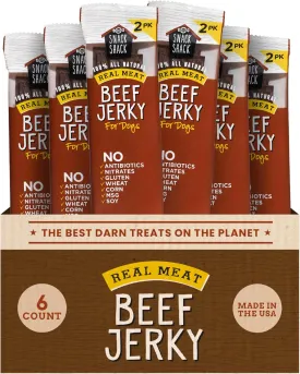 Cosmo's Snack Shack Beef Jerky - All Natural Dog Treats - Made in USA (2 Count Pack of 6)
