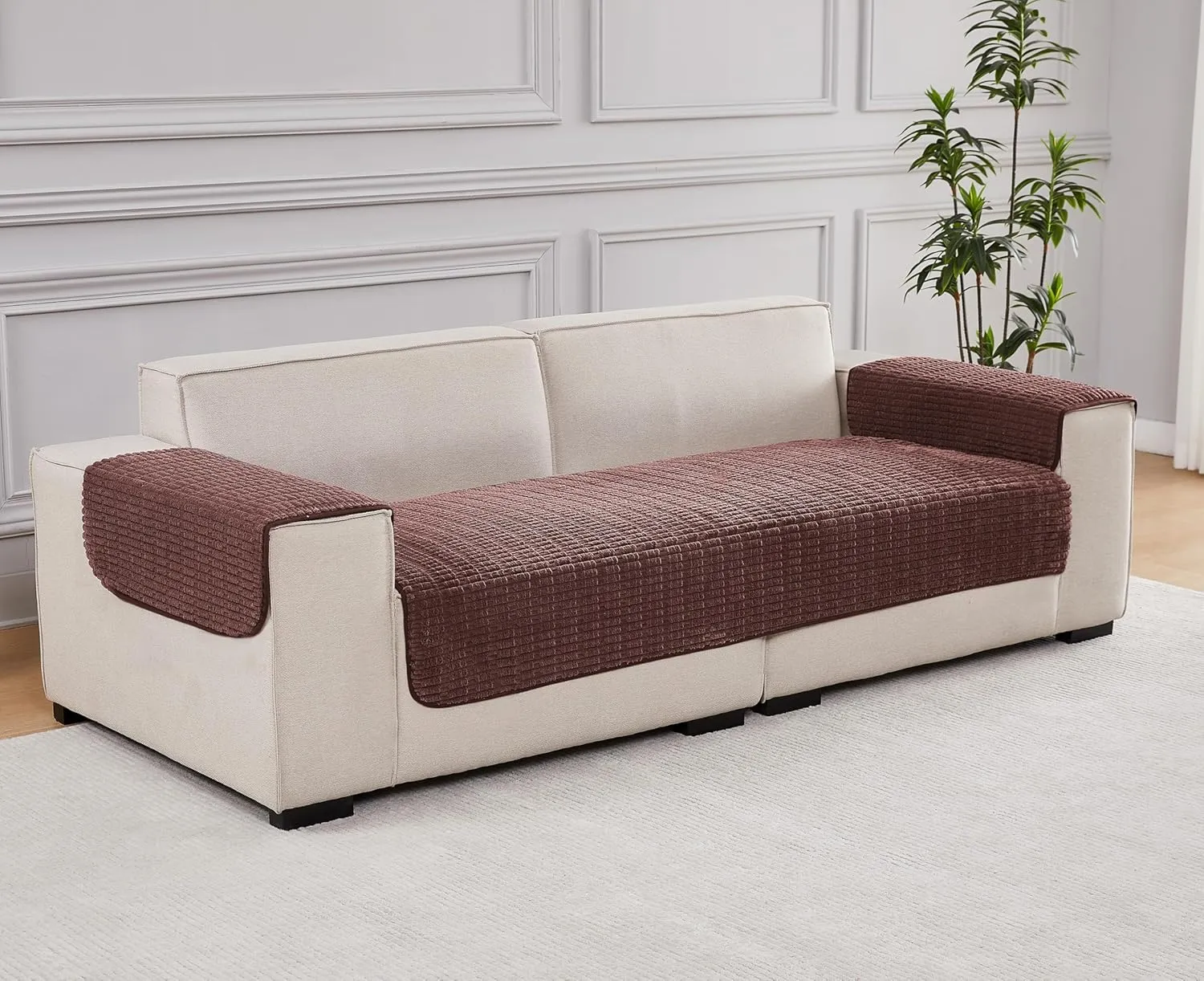 Couch Covers Sofa Seat Covers, 33x70 inch Anti-Slip Dog Mat Pet Pad Blanket for Sofa Chair Recliner Bed Furniture Protector Washable (Reddish Coffee)
