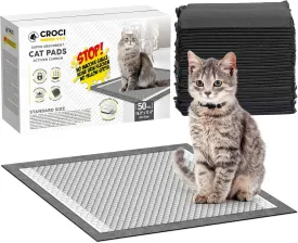CROCI Cat Pads 16.9 x 11.4 in, Litter Pads for Tidy Cats Breeze Litter System, Pet Pads for Cats Super Absorbent up to 15 Cups, Cat Pads for Breeze System Leak-Proof, Charcoal (50 Counts)