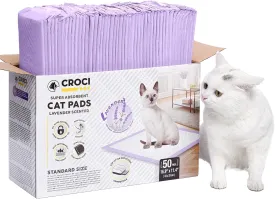 CROCI Cat Pads 16.9 x 11.4 in, Litter Pads for Tidy Cats Breeze Litter System, Pet Pads for Cats Super Absorbent up to 15 Cups, Cat Pads for Breeze System Leak-Proof, Lavender Scented( 50 Counts)